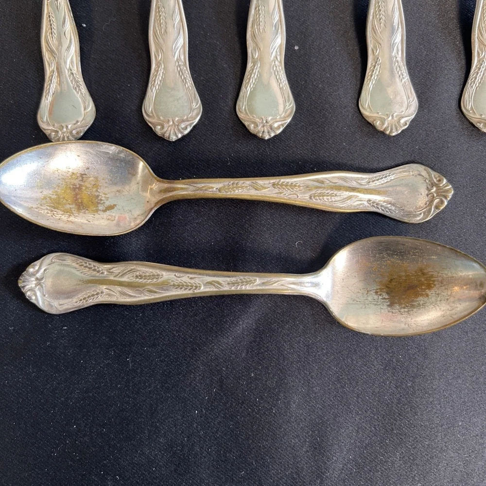 Antique Cream Of Rye Silver Co. Teaspoon - 8 Count‎